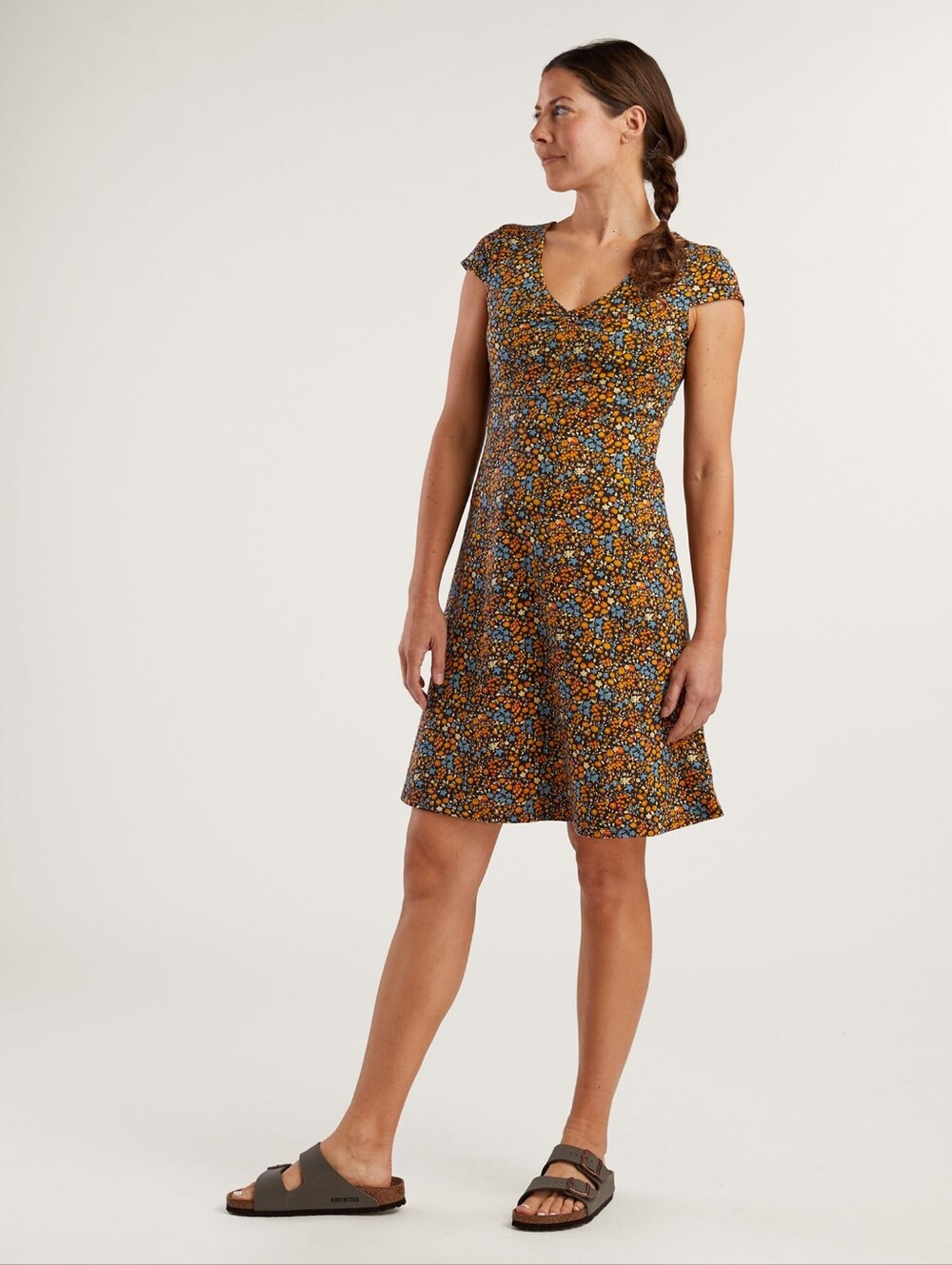 NWT TOAD & CO x Title Nine Rosemarie Dress Black Ditsy Floral XS
